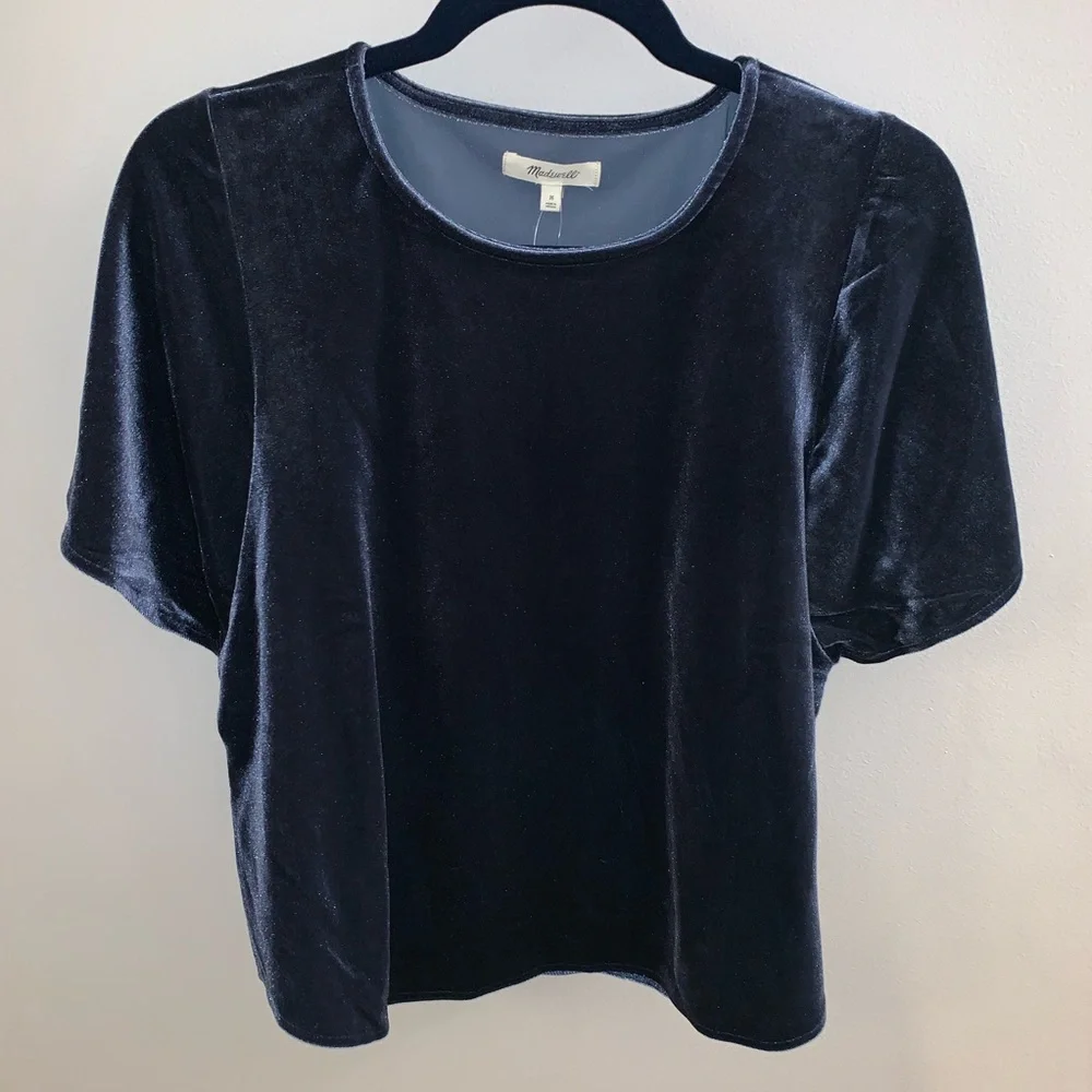 Madewell Velvet Butterfly Top (S) Blue Navy NWT - Picture 4 of 8